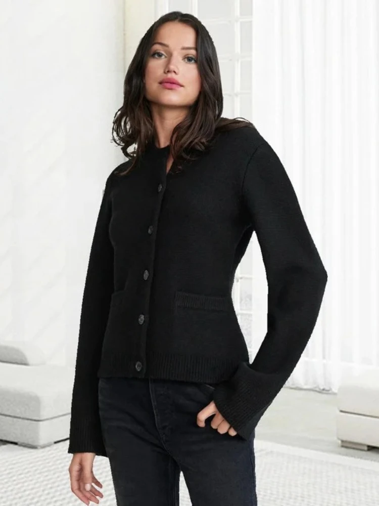 2024 женский облегающий вязаный кардиган короткий корейский вариант осенне-зимний