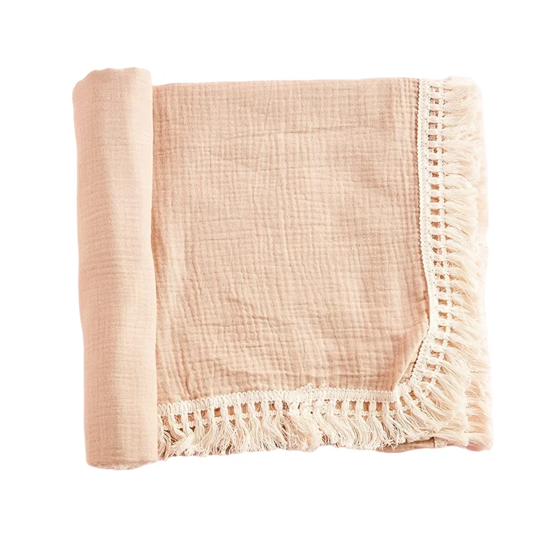 Хлопковое детское одеяло Inyahome из муслина с бахромой богемные кисточки в стиле