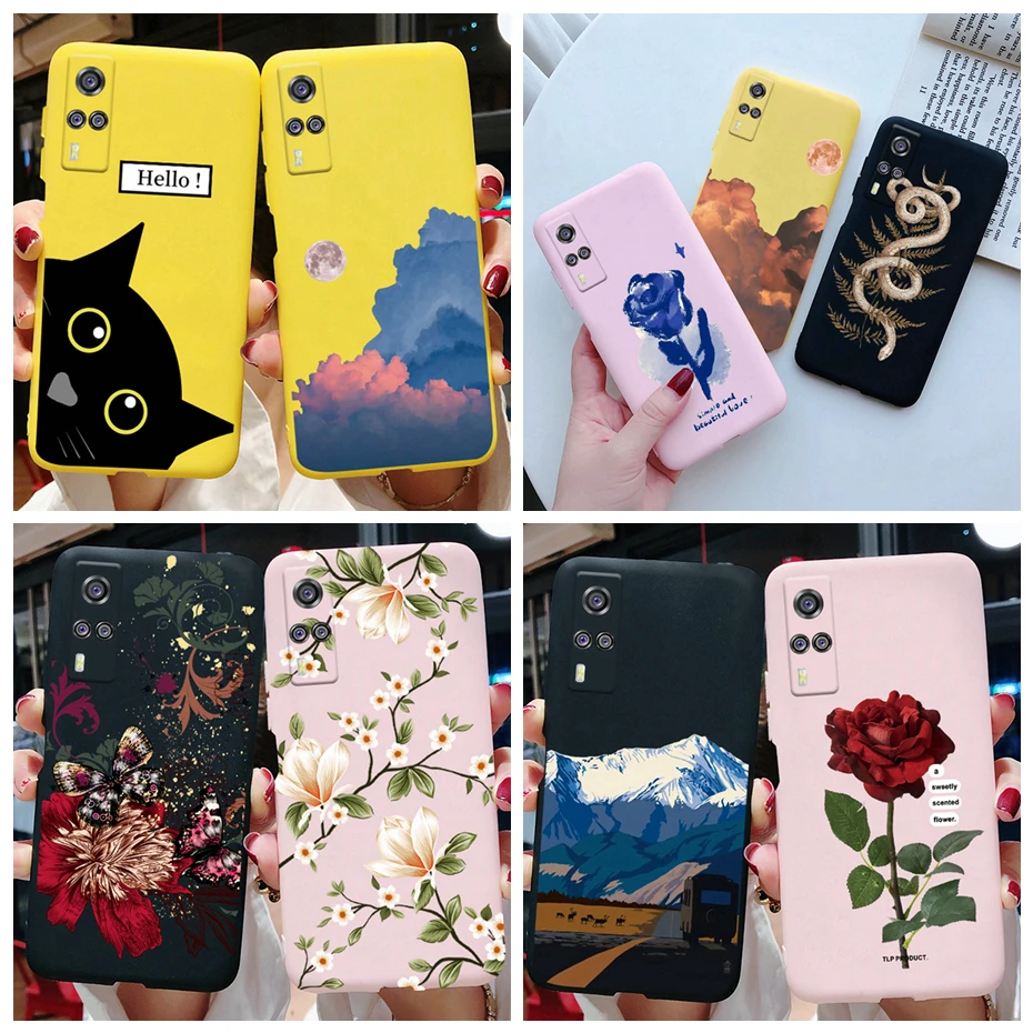 Чехол для vivo Y53S 4G стильный мультяшный цветочный рисунок Мягкая силиконовая