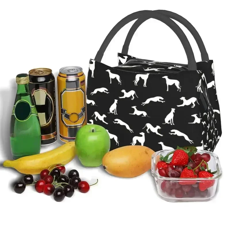 Изолированная сумка-тоут для обеда с силуэтами Greyt Greyhound женщин холодильник собак