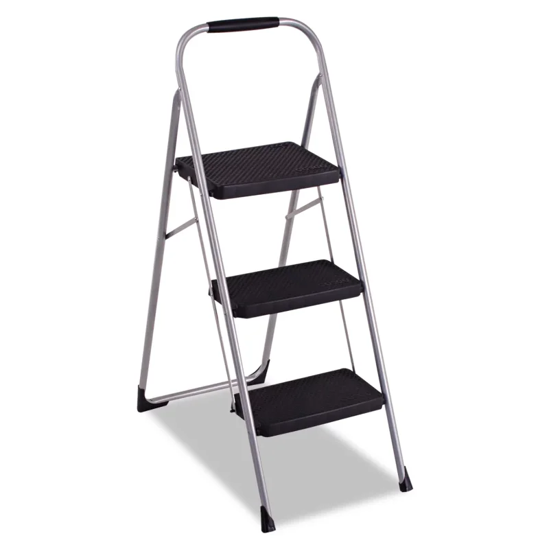 

COSCO 3-Step Big Step Steel Folding Stool, 200lb, Platinum ladder for home