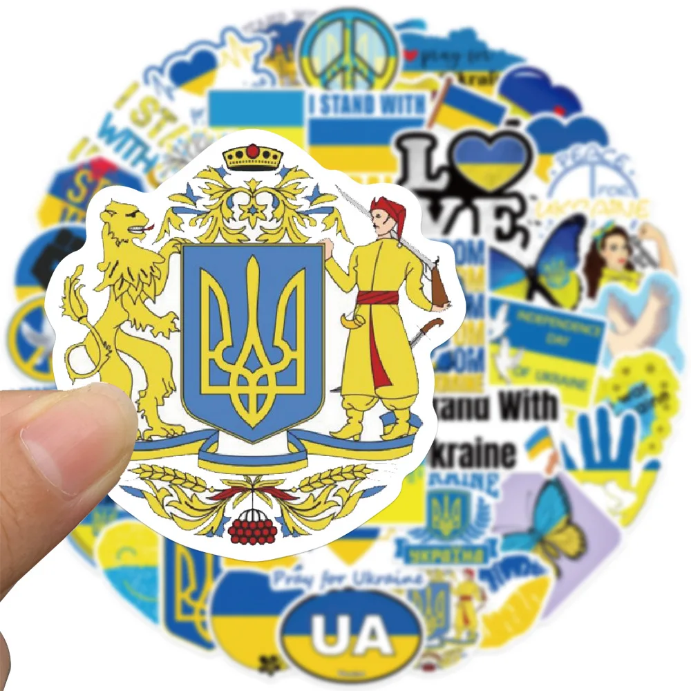 10/50Pcs Blue Yellow Ukraine Peace Stickers National Flag Suitcase Luggage Laptop Skateboard Kids Gifts Toys |