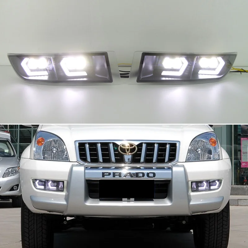 

Для Toyota Prado 120 FJ120 2003-2009 Автомобильные светодиодные противотуманные фары в сборе 12 В светодиодные дневные ходовые огни + указатель поворота