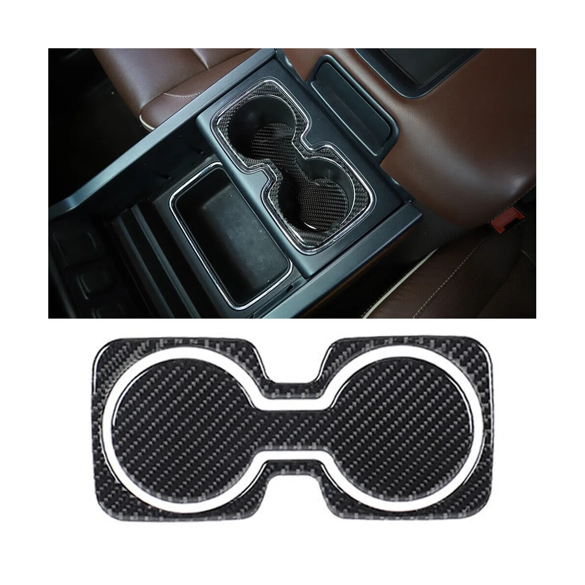 

Front Gear Shift Cup Holder Trim Mat for Chevrolet Silverado GMC Sierra 2014-2018 Accessories Soft Carbon Fiber