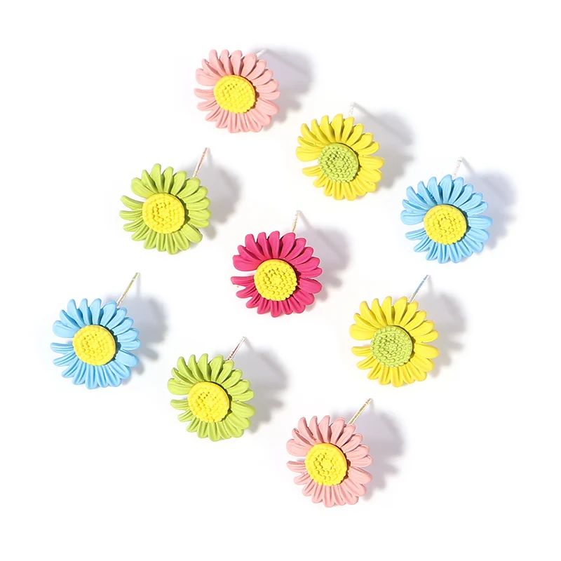 

Cute Colorful Flower Stud Earring Summer Lovely Plant Earrings Charm Accessories Diy Women Jewelry Gift Supplies