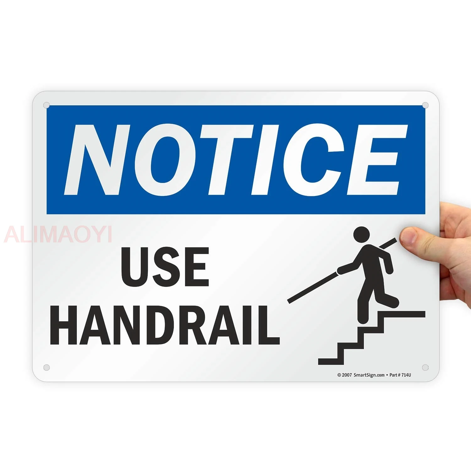 Знак SmartSign Notice — Use Handrail | Пластик 10 x 14 дюймов хороший