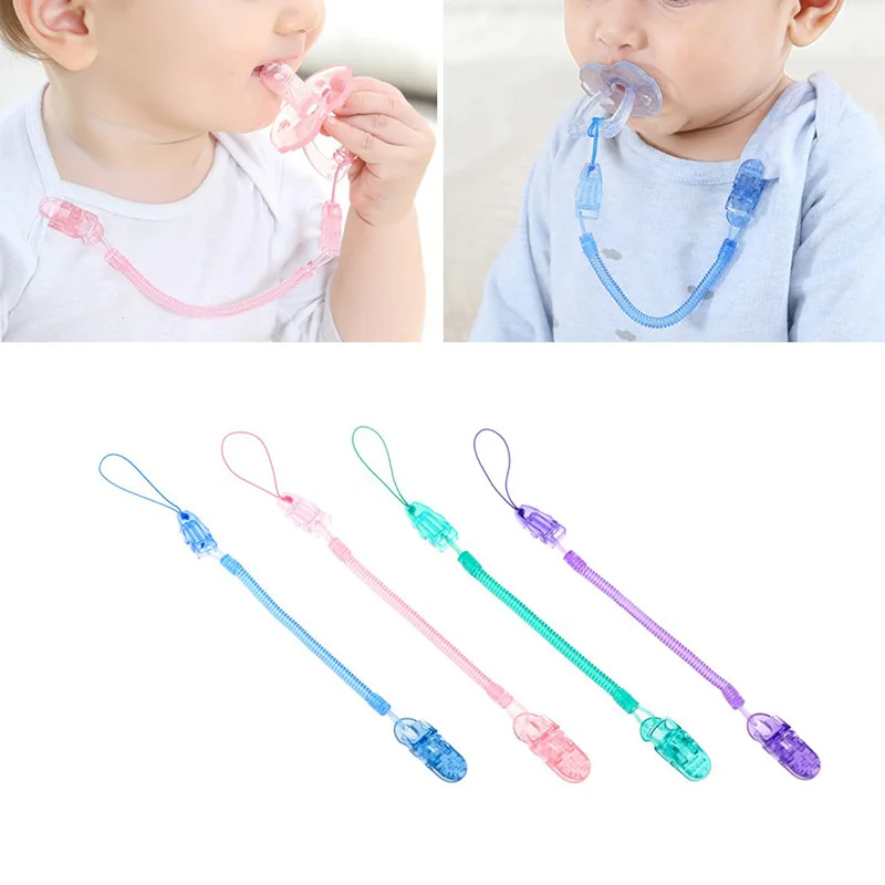 

1PC Baby Pacifier Spring Chain Soother Nipple Clip Infant Toddler Dummy Pacifier Chain Chew Toy Holder Strap With Box