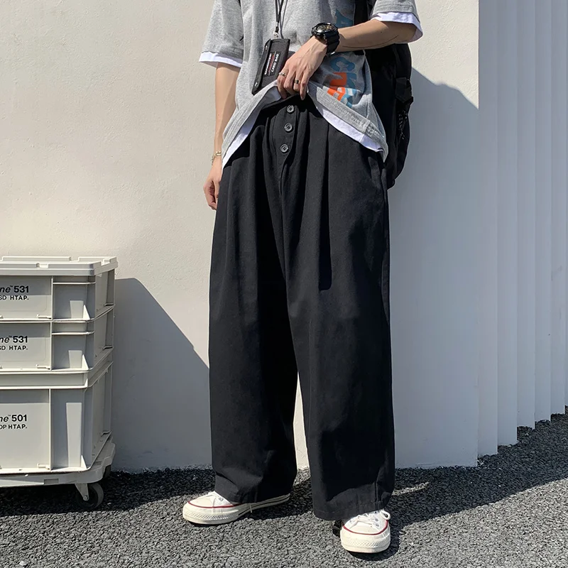 

SYUHGFA 2022 Весенние новые модели мужские мешковатые брюки с эластичным поясом хлопковые однотонные повседневные Широкие штаны в стиле хип-хоп ...