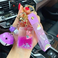 fashion key keychain live chains with deer animal inside pendant cartoon acrylic plastic luxury mobile phone lanyard wholesale