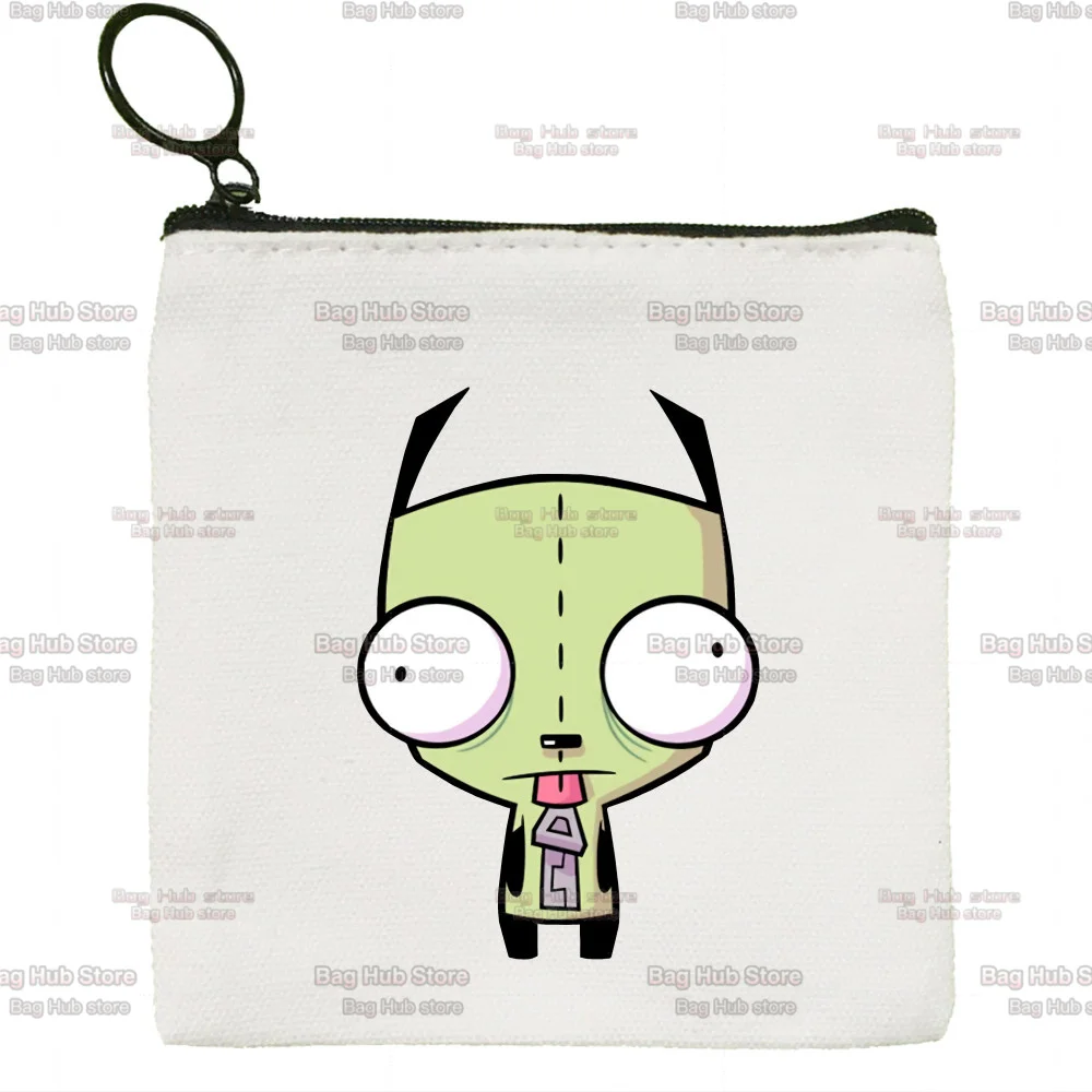 Invader Zim Zim Image Cartoon Canvas Zipper Coin Bag Female Student Mini Cute Coin Purse Lipstick Bag Small Portable