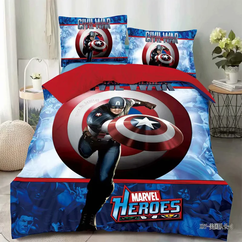 

Disney Avengers Captain Car McQueen Bedding Sets Duvet Cover Single Twin Size for 1.0m 1.2m Bed Boy Birthday Gift Dropshipping