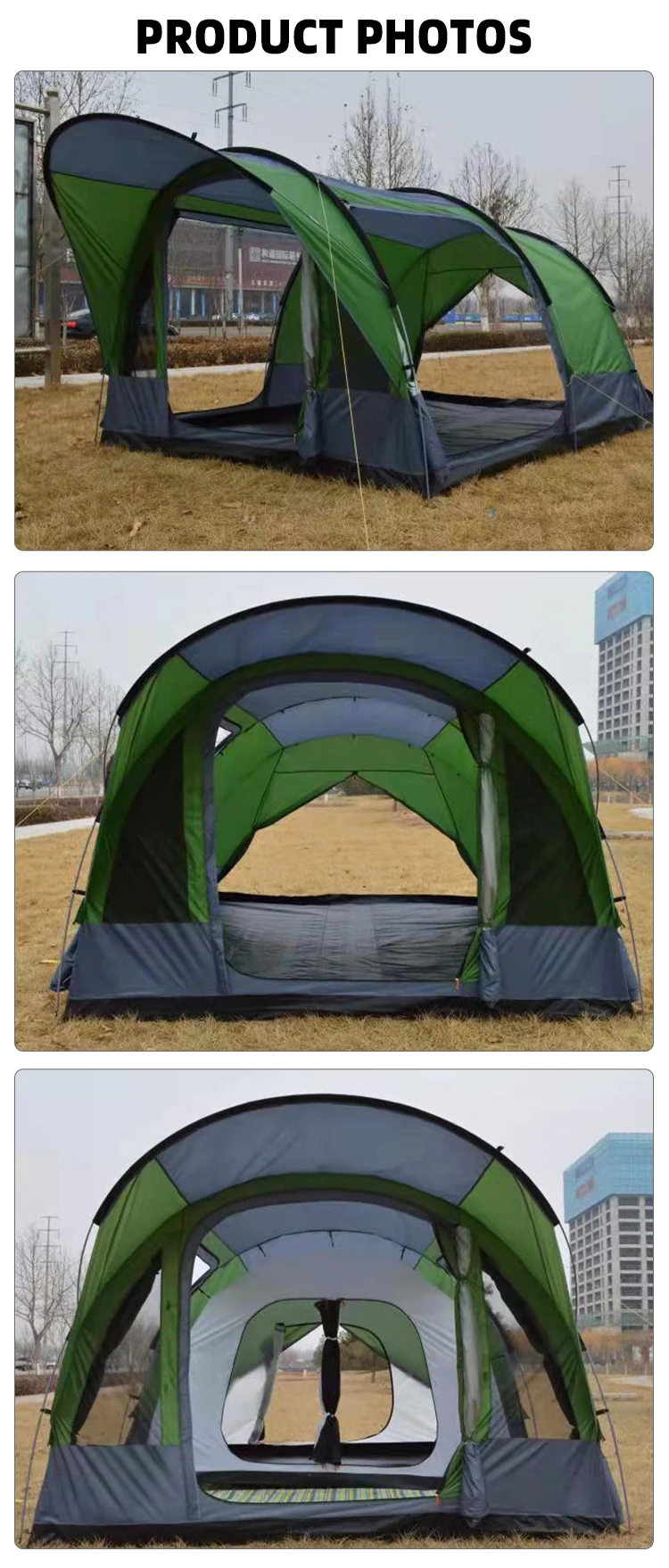 Семейная очень большая туннельная палатка для кемпинга уличные парусиновые
