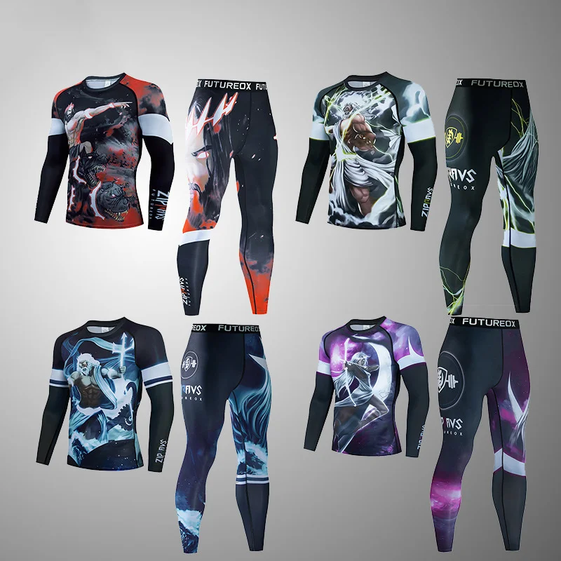 

Men's Thermal Underwear For Men Male Thermo Kickboxing Clothes Suits MMA BJJ Tights Set Winter Quick Dry Long Johns Tracksuit 12