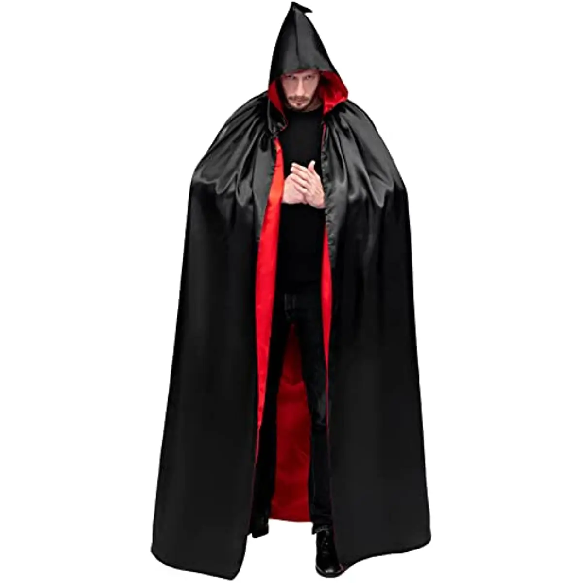 Длинное двухслойное пончо унисекс многоцветная накидка с капюшоном шаль вампира