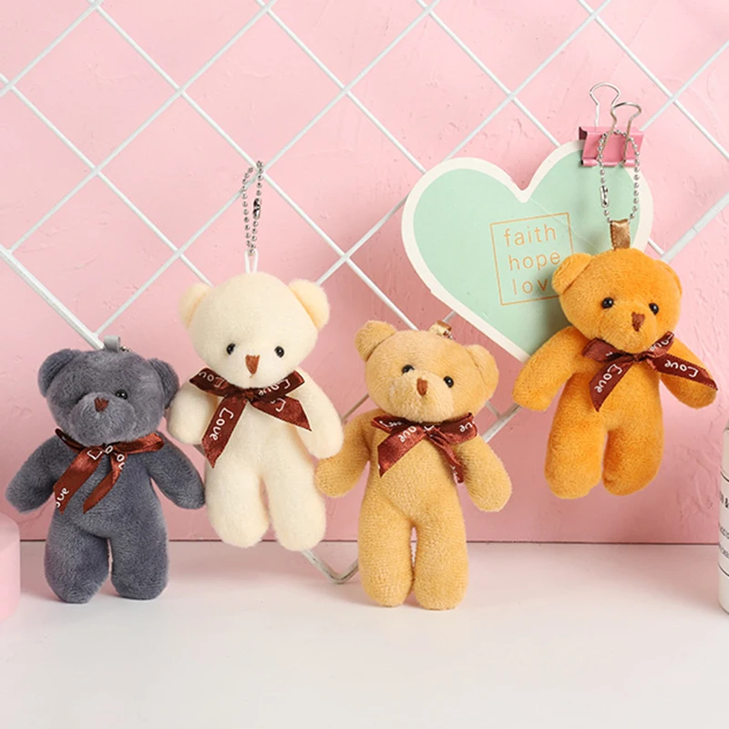 

12 см плюшевый медведь, плюшевая игрушка, брелок для ключей, детский рюкзак, куклы-подвески, милые розовые/коричневые/серые/синие медведи, мягкие животные для детей, подарок