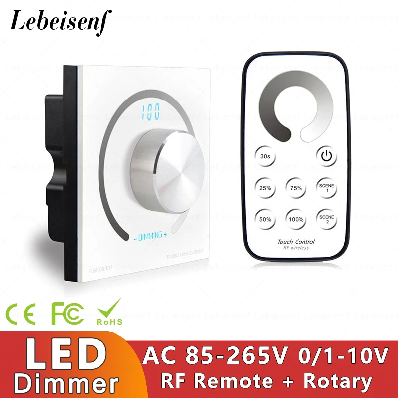 

AC85-265V 0/1-10 в 40 мА * 2 канала светодиодный Одноцветный регулятор яркости Контроллер панели из закаленного стекла ШИМ 5 в 10 в с RF беспроводным сенсорным пультом дистанционного управления