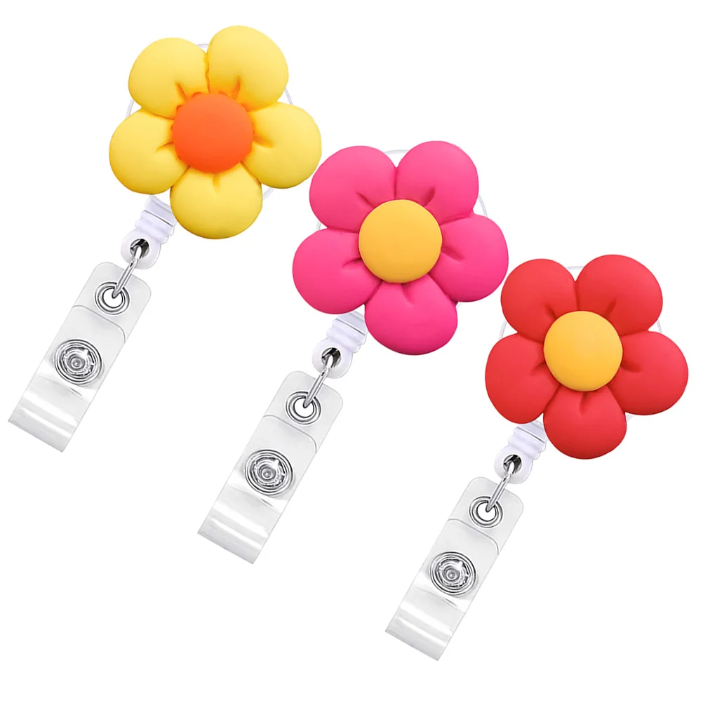 

3 Pcs Easy-to-pull Badge Portable Clip Nursing Gifts Nurses Retractable Holders Pp Buckle Cute Reels Work Badges