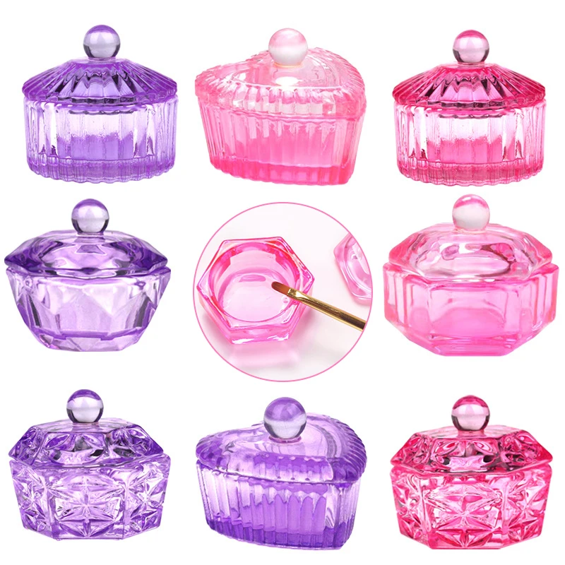 1 шт. чашка для ногтей радужная хрустальная стеклянная акриловая чаша жидкости