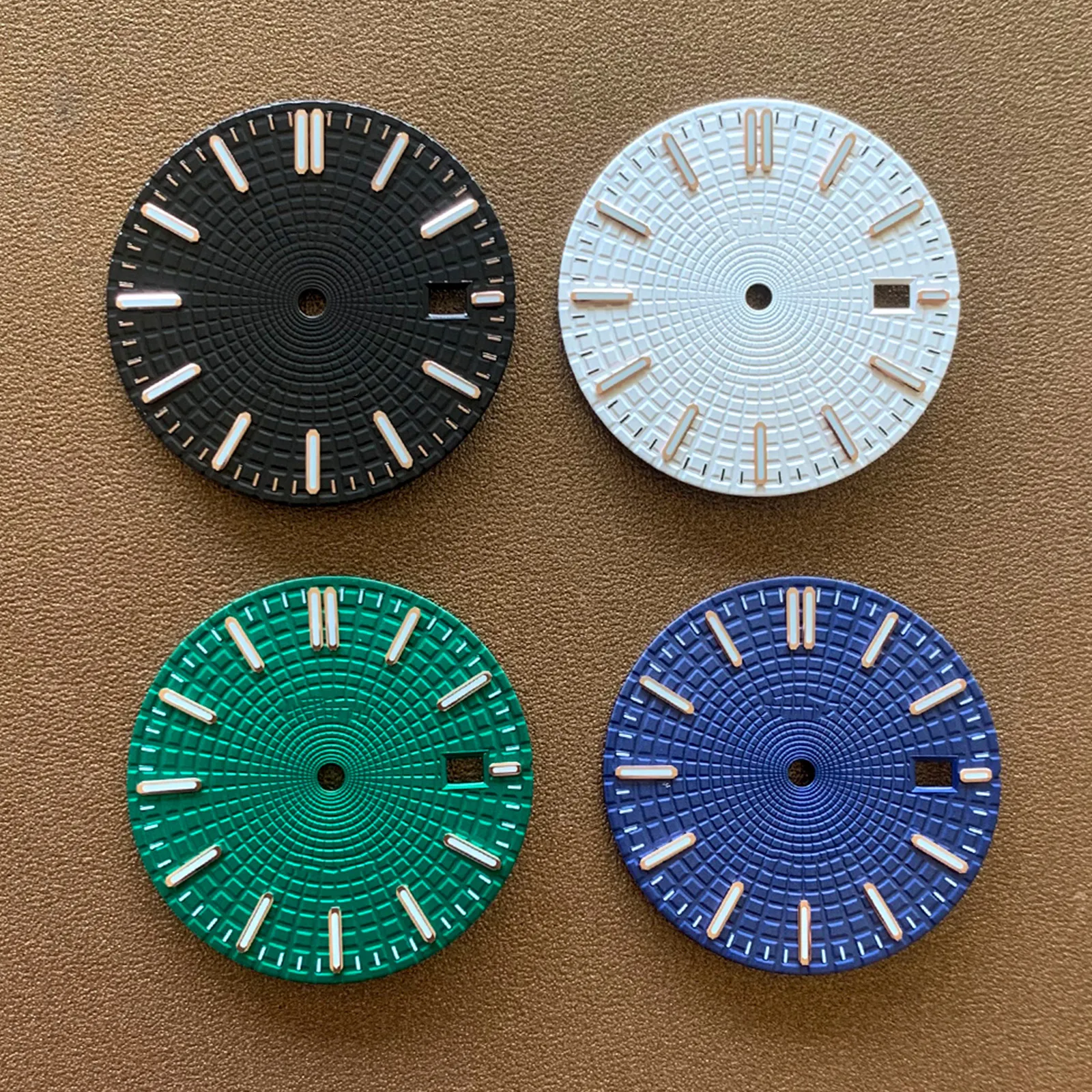

Watch Dial Nail/Rose Gold Nail Watch Dial 31.8MM Green Luminous Watch Dial for NH35 Movement Modification Part Decor