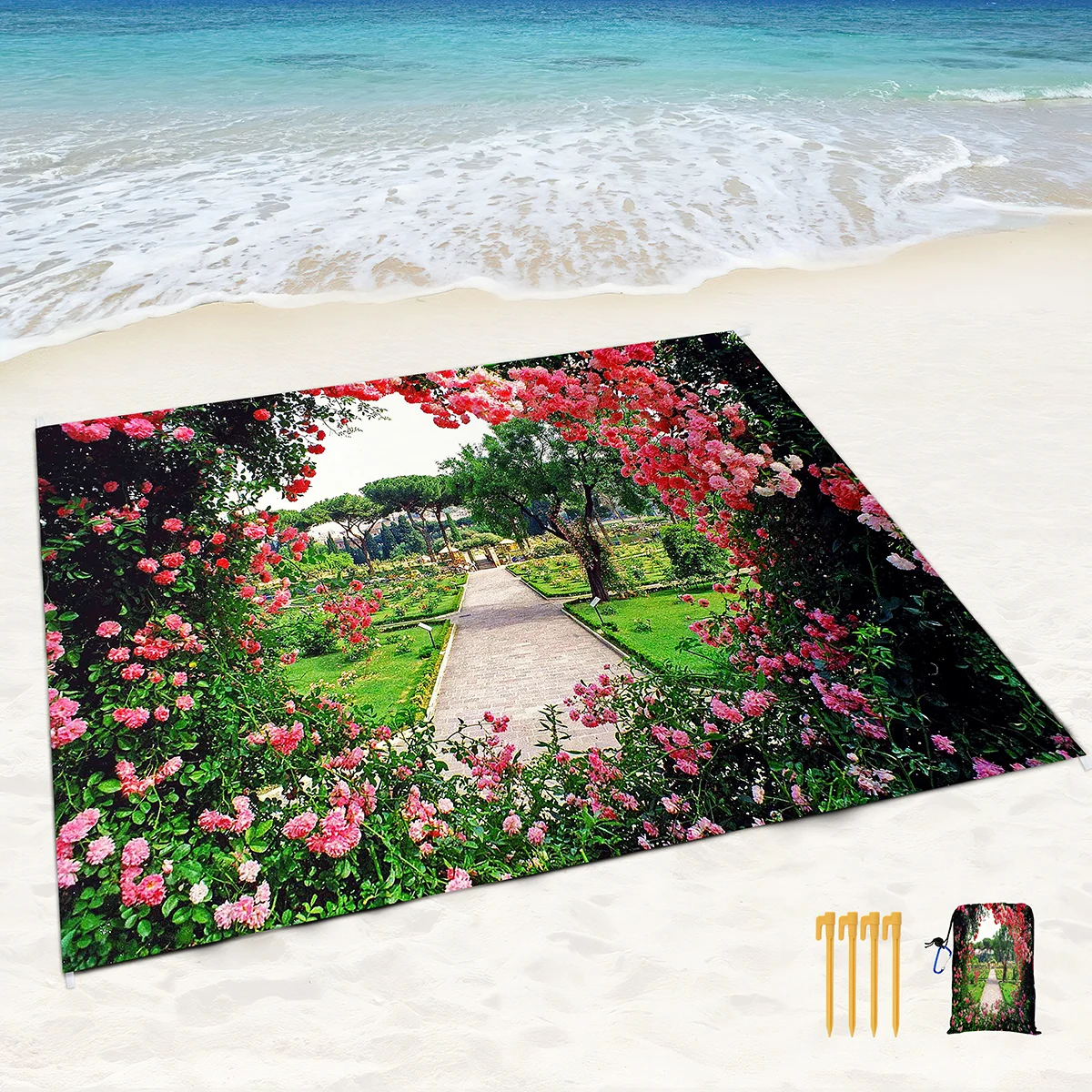 

Waterproof Sandproof Polyester Beach Blanket,Lightweight Portable Picnic Mat,Perfect for Outdoor Travel,Camping,Hiking(Garden)