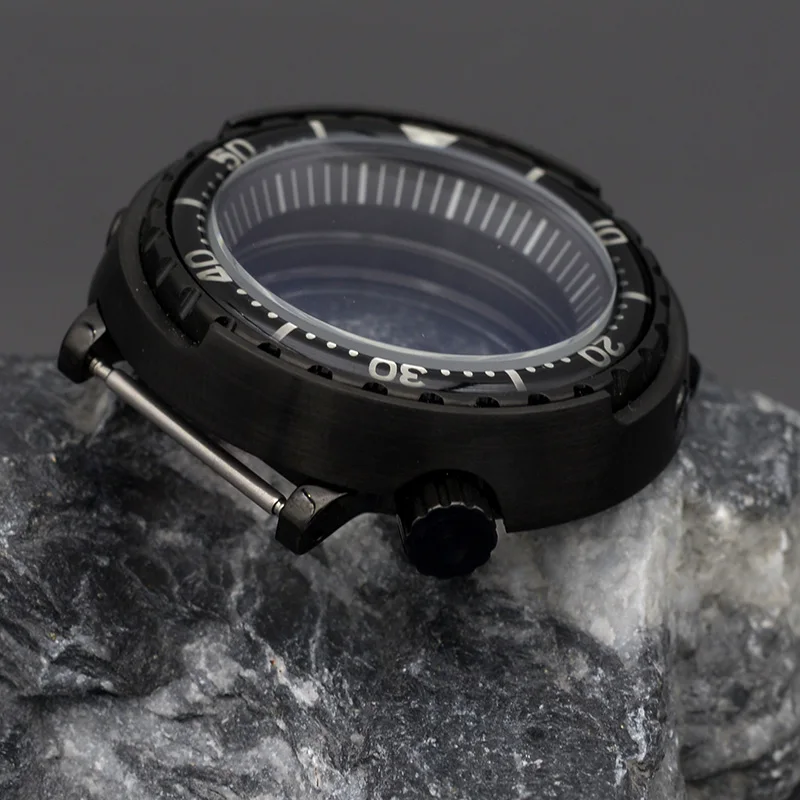 Black Tuna Canned Watch Case Fit NH35 NH36 Movement SBBN031/SKX007 Men's Watch Repair Water Resistance Diver Case Watch Parts