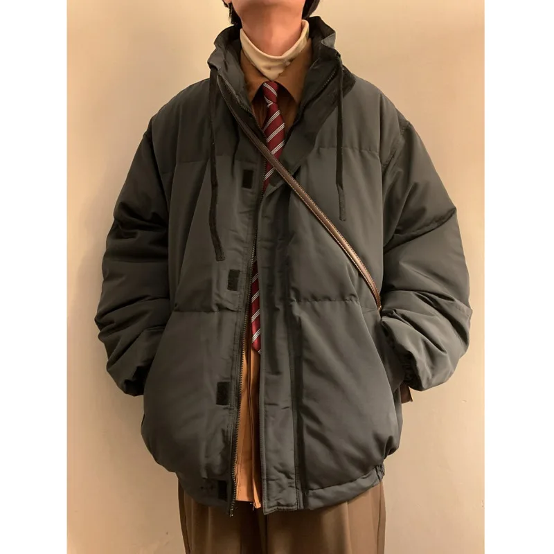 Winter Jacket Men Warm Fashion 3-color Casual Thicke Down Jacket Men Streetwear Korean Loose Thick Short Coat Mens Parker M-2XL