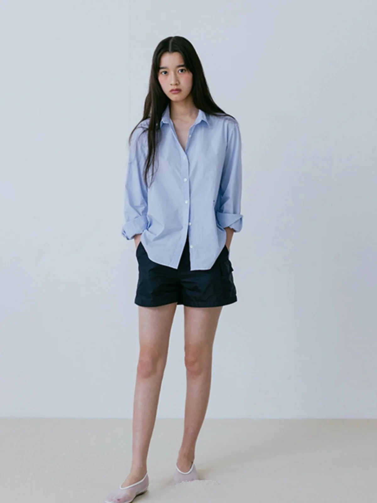 Блузка Urbanic30 Женская с длинным рукавом простая рубашка отложным воротником и