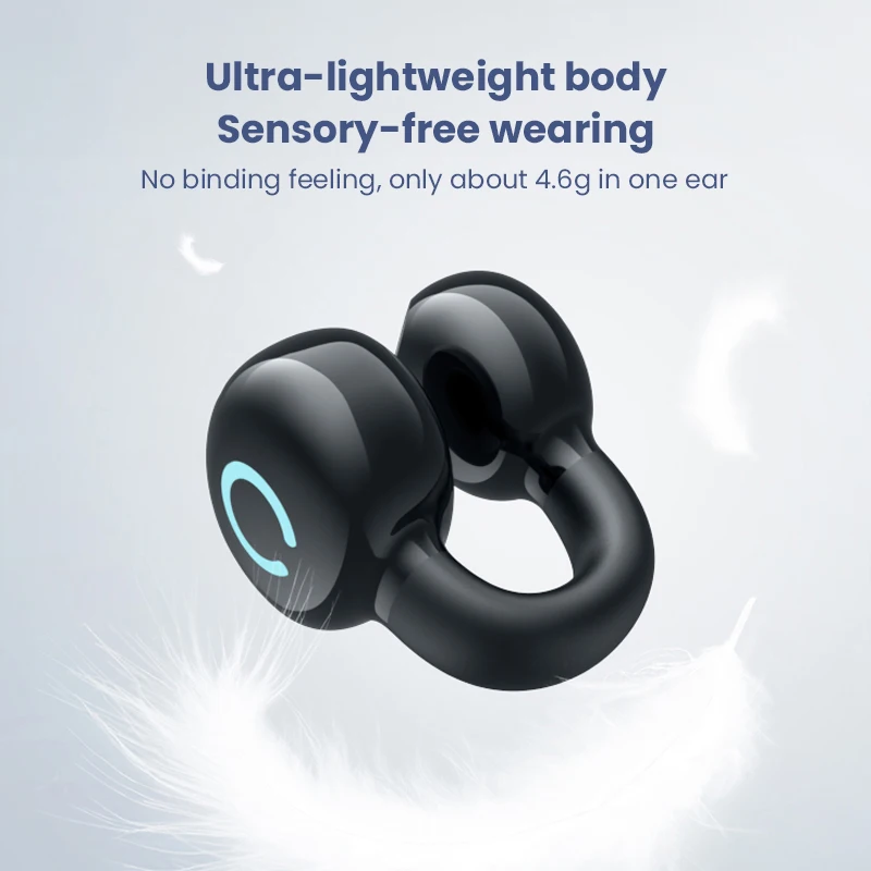 

Single Ear Bluetooth 5.3 Headset Bone Conduction Wireless Headphones Touch Based Stereo Bass HiFi Earphones For Cellphone Earbud