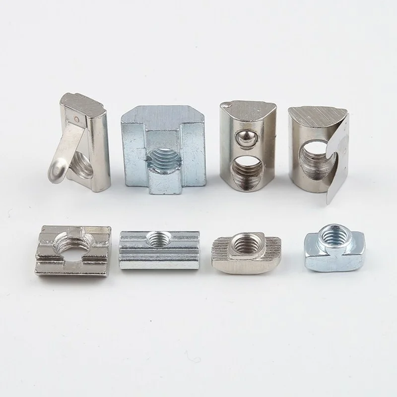 20pc M3/M4/M5 Slot T-nut Slide Hammer Drop In Nut Fasten Spring Nut with Ball Connector Aluminum Extrusion 20/30/40/45 M6