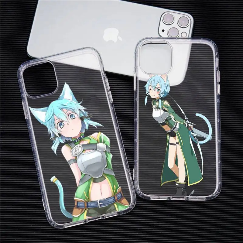 

Sinon GGO sword art line Phone Case Transparent soft For iphone 12 11 13 7 8 6 s plus x xs xr pro max mini