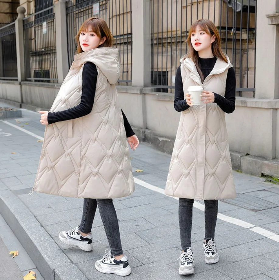 

Beardon 2022 New Women's Autumn And Winter Long Parkas Down Cotton Vest Korean Version Fashion Slim Waistcoat