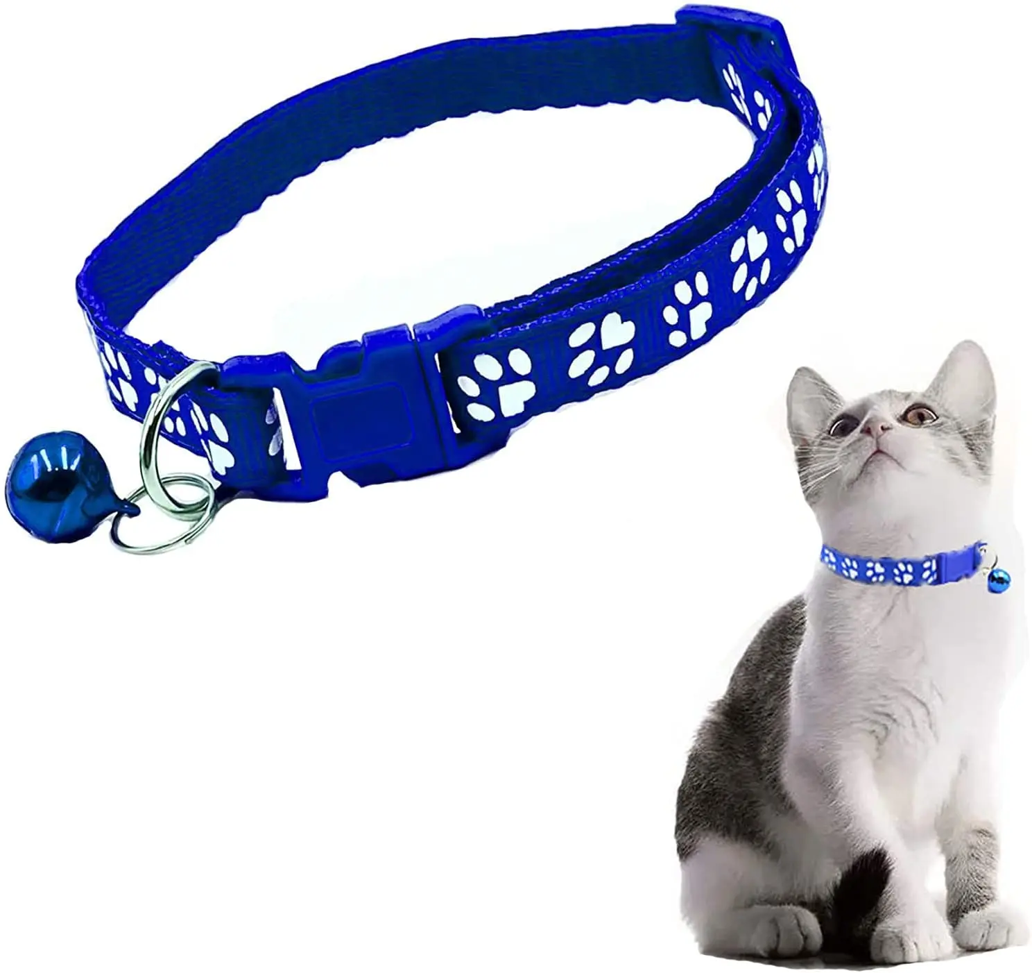

1Pc Colorful Cute Bell Collar Adjustable Buckle Cat Collar Pet Supplies Footprint Personalized Kitten Collar Small Dog Accessory