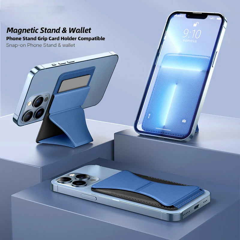 

For iPhone 13 12 11 pro max Leather Magnetic Card Holder Case Folded Portable Wallet card phone stand bag For Apple Accessories