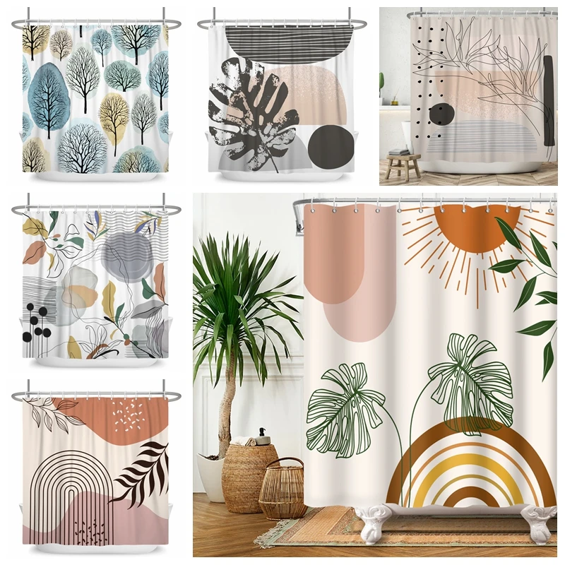 

Занавеска для душа в скандинавском стиле с абстрактным рисунком в стиле бохо, водонепроницаемая занавеска для ванной из полиэстера, занаве...