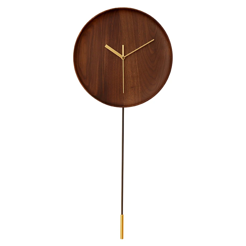 

Black Walnut Wood Wall Clock Modern Creative Nordic Spain Style Wall Clocks Pendulum Clock Silent Living Room Home Decor Gift