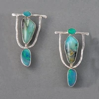 vintage indian tribal green resin dangle earrings bohemian big long hollow drop earrings for women 2022 hippie jewelry o5e680
