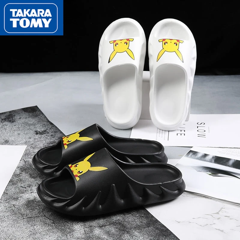 

TAKARA TOMY 2022 Summer Men's Pikachu EVA Wear-resistant Lightweight Non-slip Couple Home Slippers Student Soft Bottom Slippers