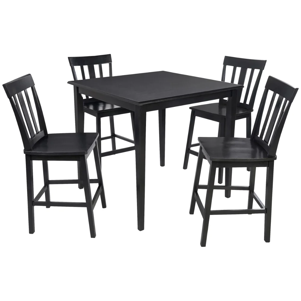 

Mainstays 5 Piece Mission Style Counter Height Dining Set, including Table & 4 chairs, Black Color, Set of 5