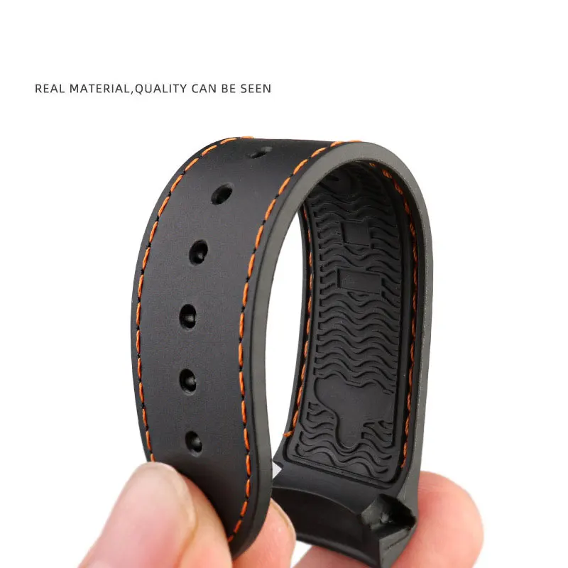 20mm 22mm Blue Black Orange Curved End Rubber Silicone Watch Bands For Omega Seamaster 300 Speedmaster Strap Brand Watchband