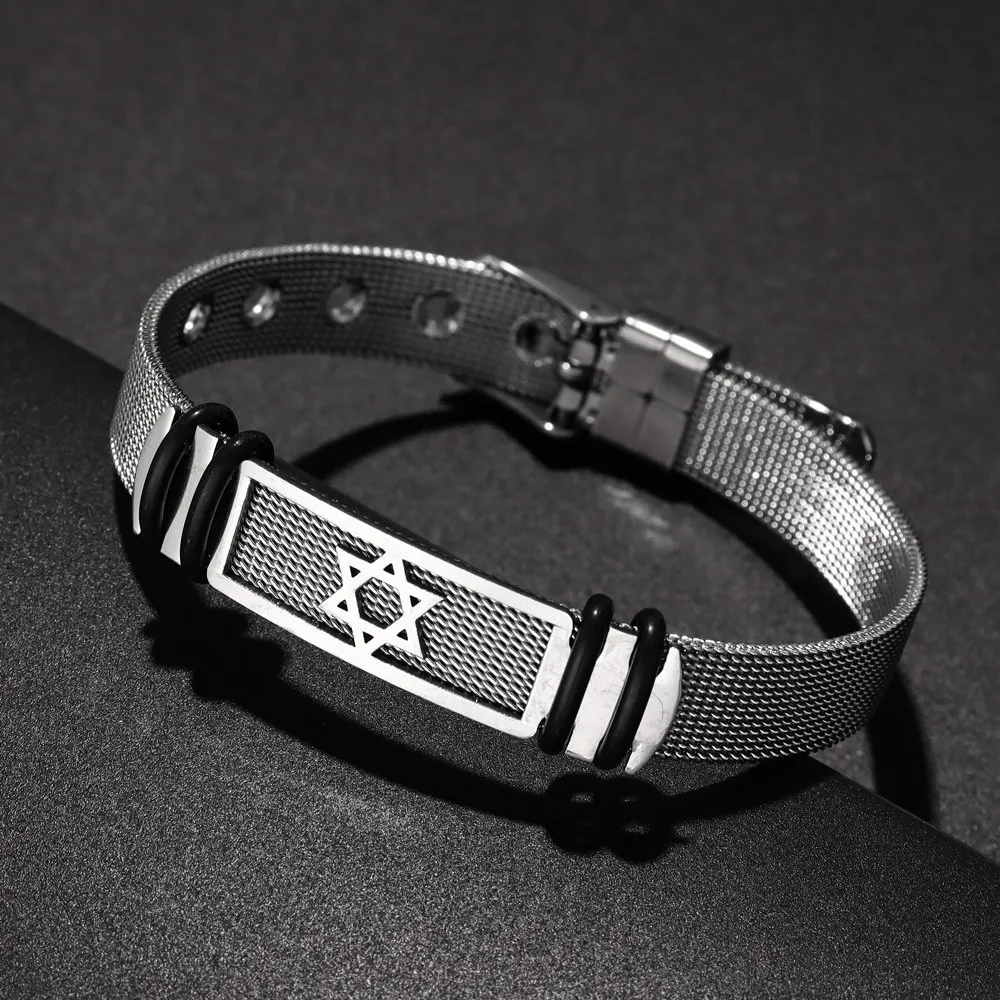 Новый простой металлический браслет из нержавеющей стали с шестиконечными