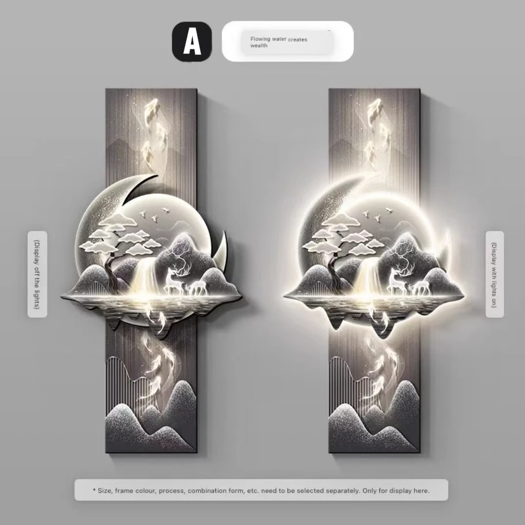 

Современная роскошная картина с изображением девяти рыбок, роскошное украшение для входа, Высококачественная картина с атмосферным ландшафтом, настенная лампа для коридора