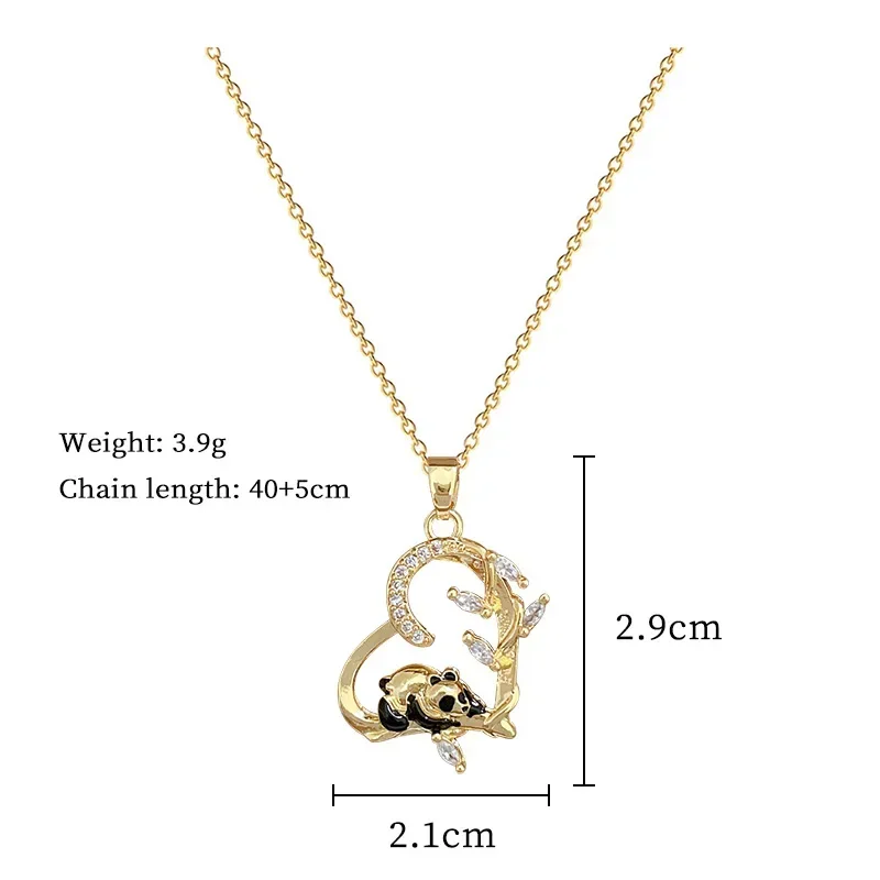 Модное ожерелье с кулоном в виде панды из бамбука любовью циркония для женщин и