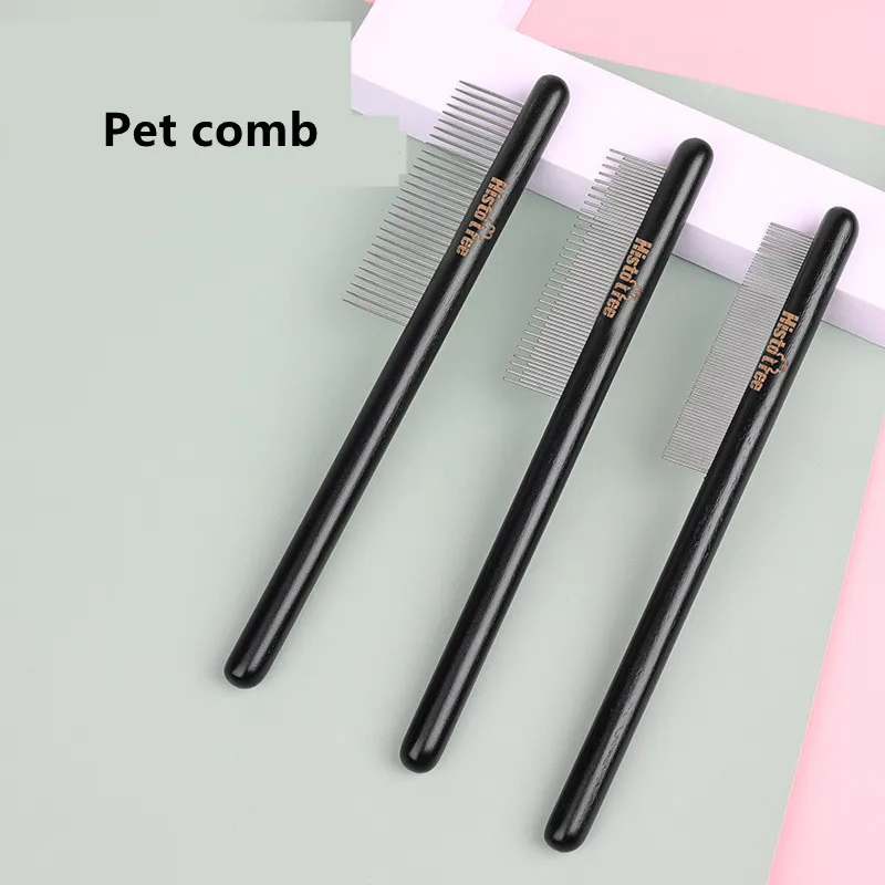 

New Pet Grooming Cleaning Flea Comb Cat Grooming Tool Solid Wood Comb Stainless Steel Hair Remover Brush for Dogs Pet Supplies
