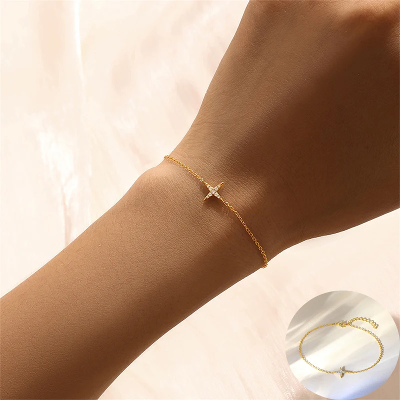 Женский браслет из серебра 100% пробы с цирконом