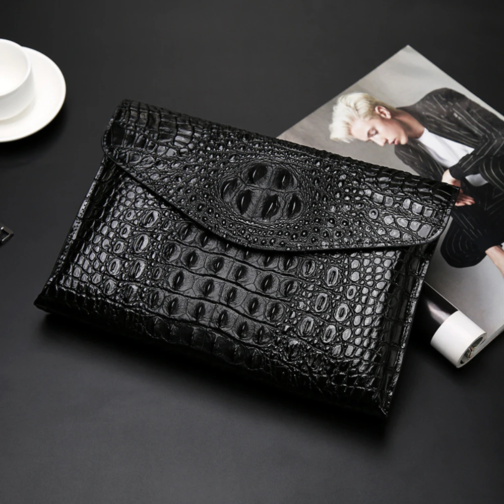 

Crocodile Leather Bags Men's Handbag 2022 New Tide Leisure Large Capacity Leather Men's Clutch Envelope Designer Bag Purse