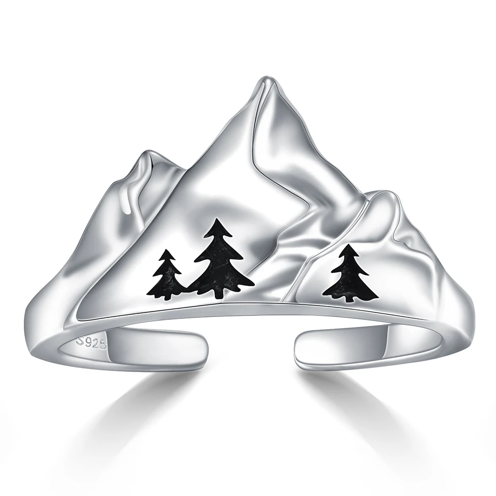 

925 Sterling Silver Adjustable Keep Climbing Inspirational Faith Moves Mountains Rings Jewelry Christmas Gift for Men Women Girl