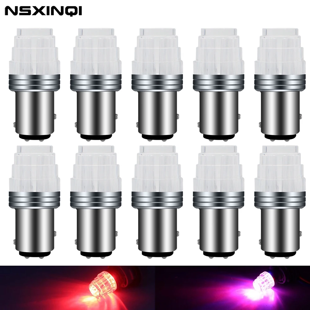 

NSXINQI 10 шт. 1157 BAY15D P21/5 Вт Светодиодный светильник в двухцветный 3030 9SMD стробоскоп мигающий красный задний стоп-светильник s RGB DRL лампа для вожде...