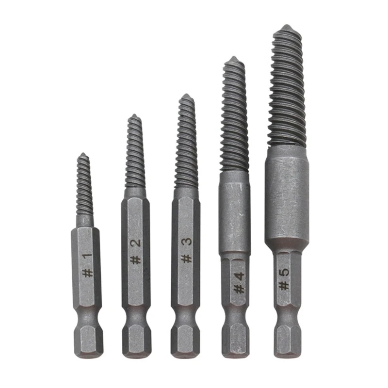 

5pieces Heavy-Duty Damaged Screw Extractor Easily Remove Stripped Screws Dropship