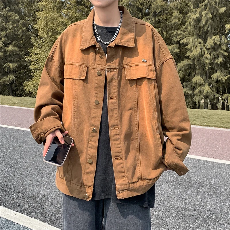 

2023 vintage vintage vintage denim jacket men's loose style hip-hop versatile denim jacket autumn and winter