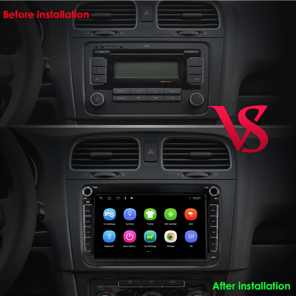 $96.45 Android 10 2din Car Radio for VW POLO GOLF 5 6 Plus PASSAT B6 CC JETTA TIGUAN TOURAN EOS SHARAN SCIROCCO CADDY with 4G GPS Navi